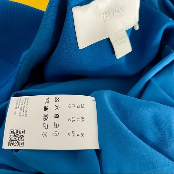 HUGO BOSS Blue Jerusa Textured Stretch Cropped Suit Blazer Jacket US 10 - Picture 11 of 11